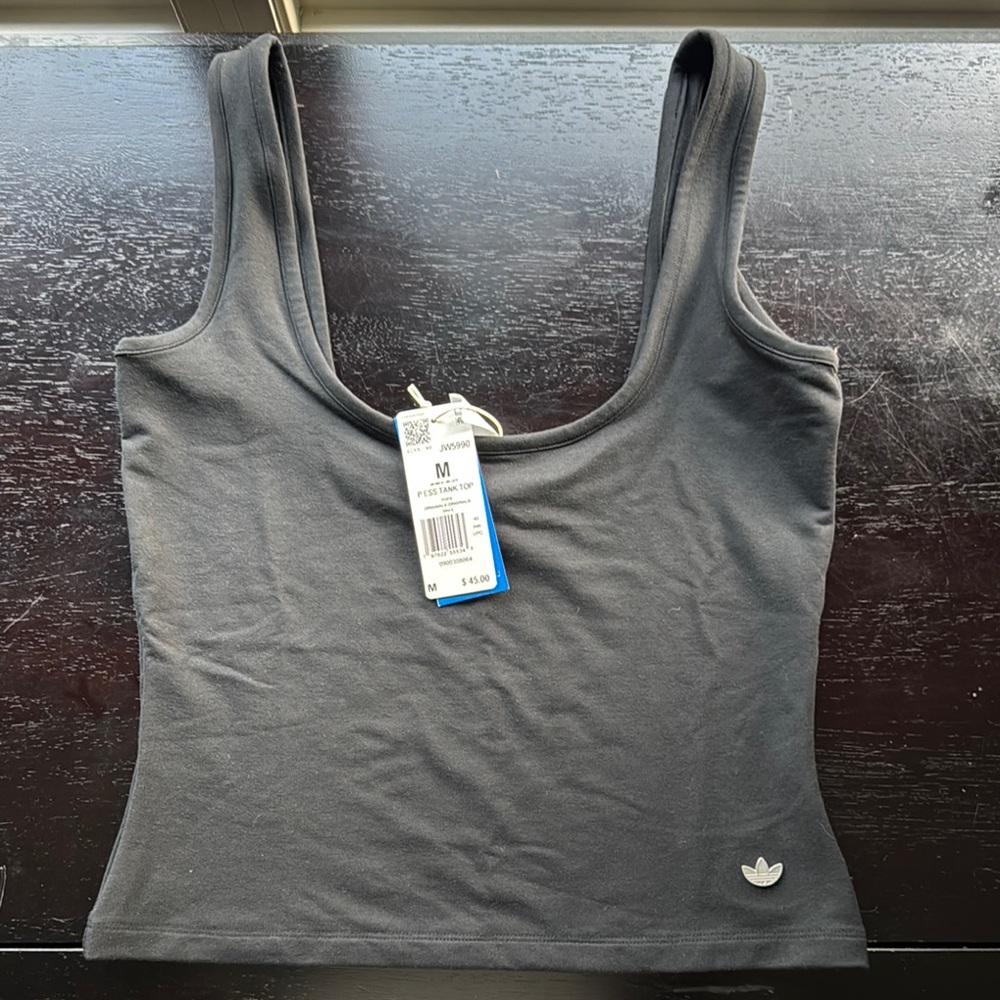 Adidas Black Fitted Crop Tank Top